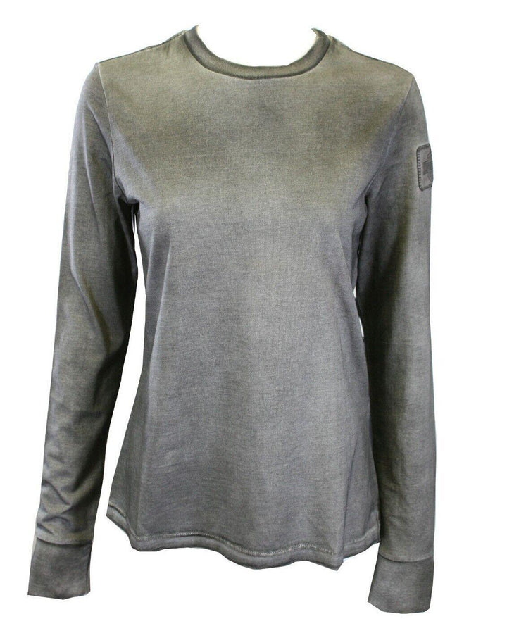 HD Branded Women's T-Shirt Grey Eagle Logo Back Long Sleeve Tee (S43)