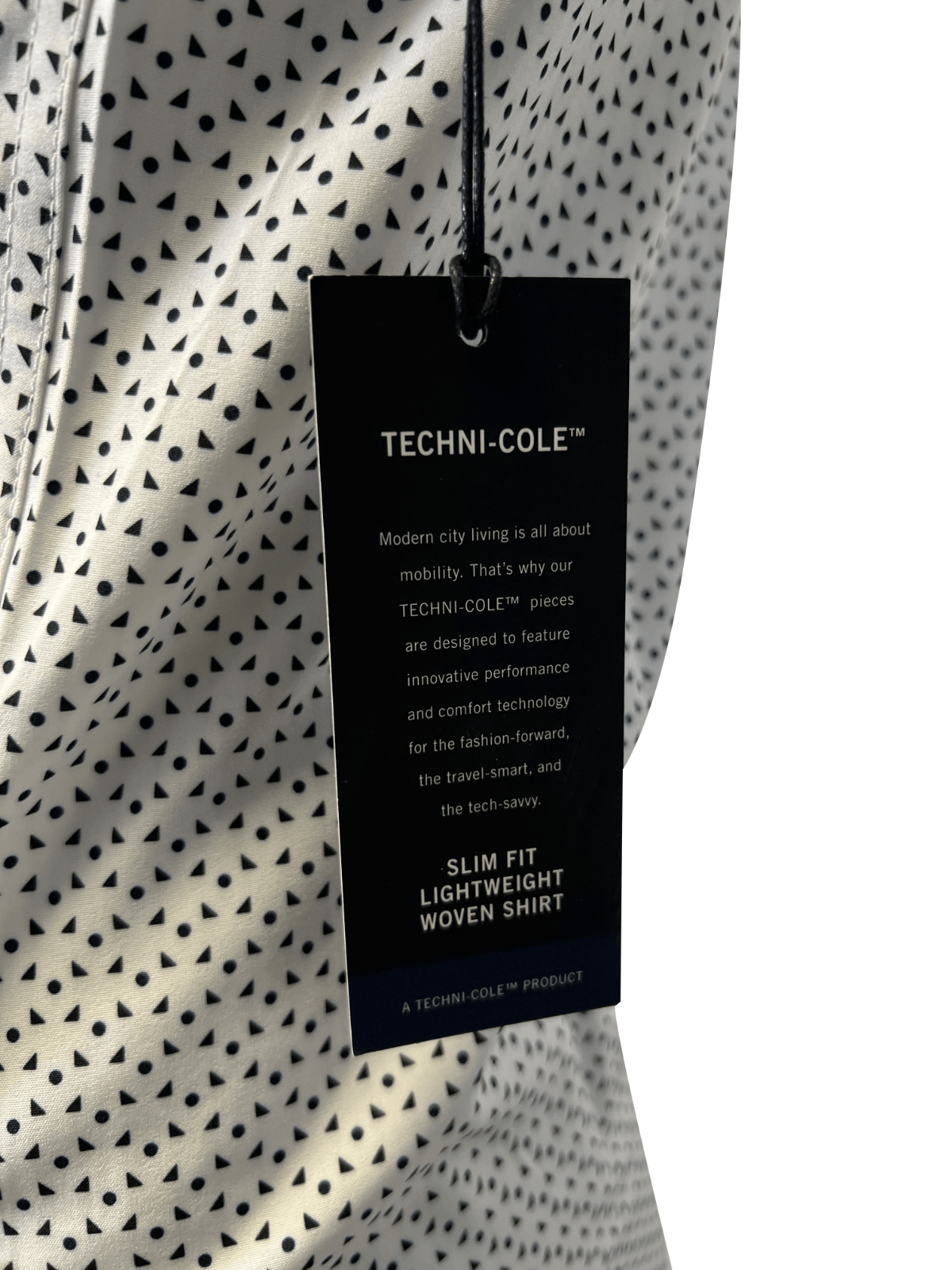 Kenneth Cole Men's White Shirt Triangle Dotted 2 Pockets Woven S/S (S04)