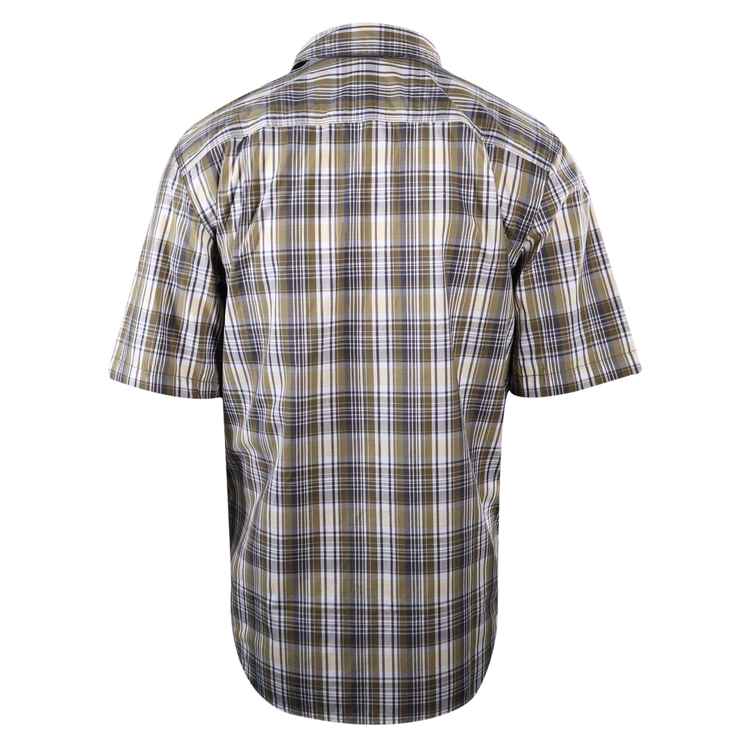 Carhartt Men's Force Olive Green White Plaid Lightweight S/S Woven Shirt (S05)