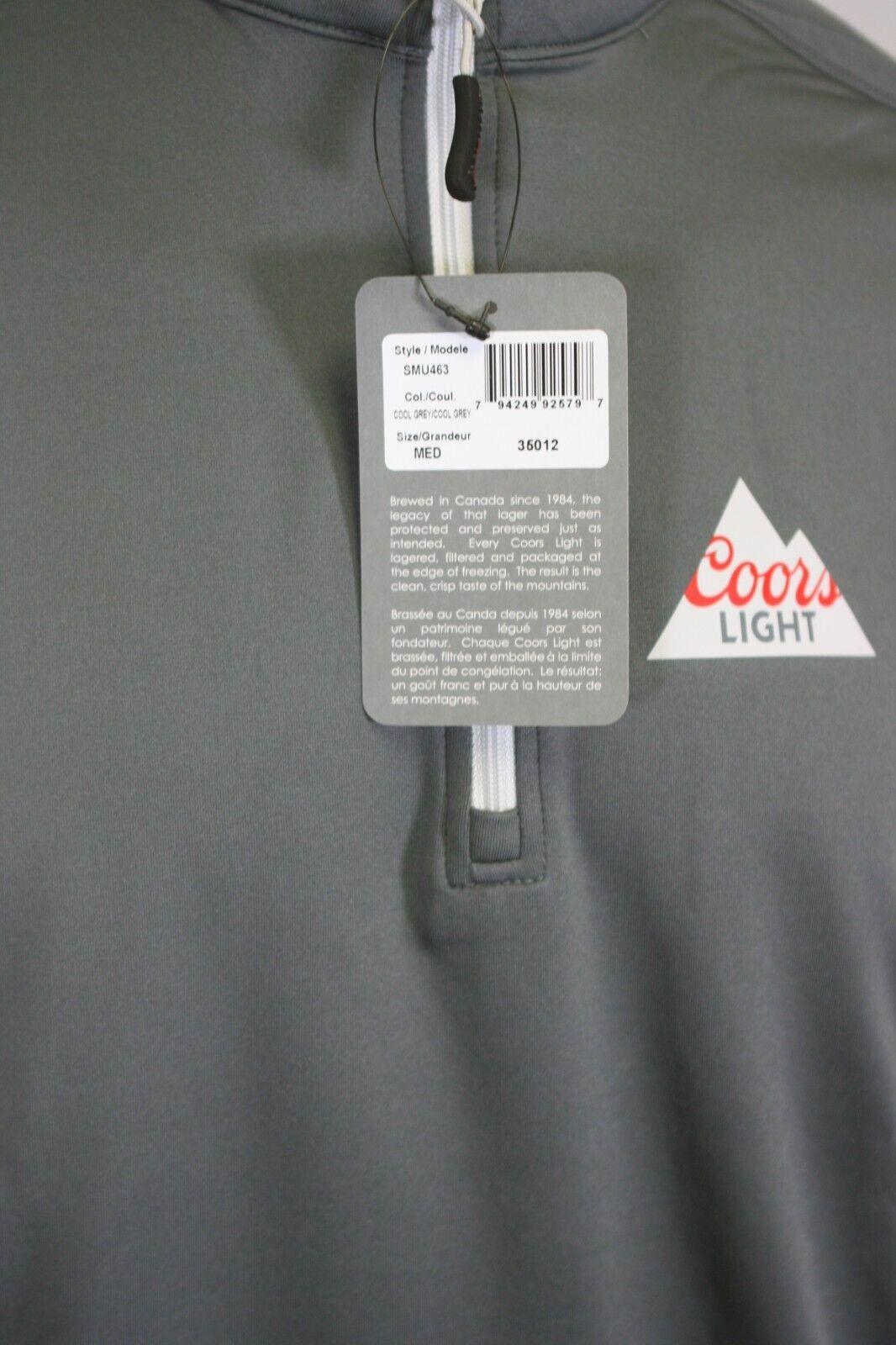 Coors Light Men's Grey T-Shirt 1/4 Zip Long Sleeve Pullover Top (S01)