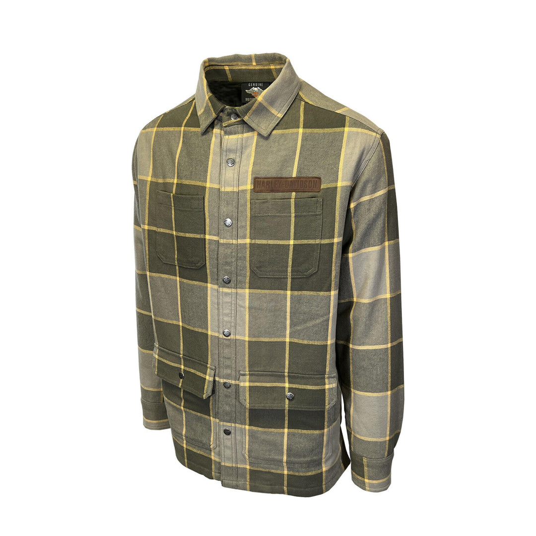 HD Branded Men's Plaid Shirt Jacket Vintage Yarn Dyed L/S Shacket (S72)