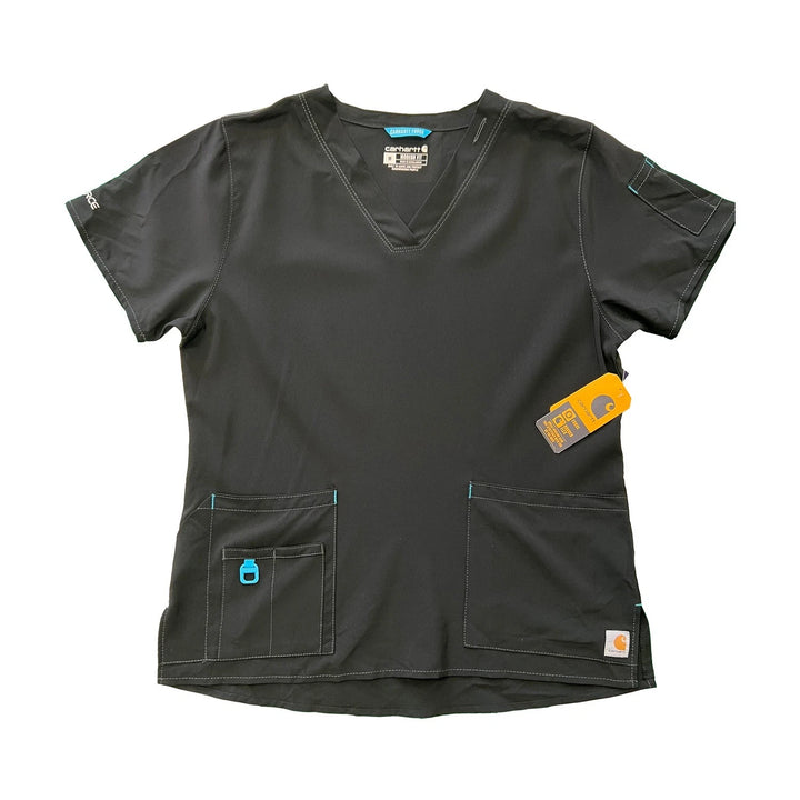 Carhartt Women's Scrub Force Pocket Rugged Flex V-Neck Solid Top D Ring (M03)