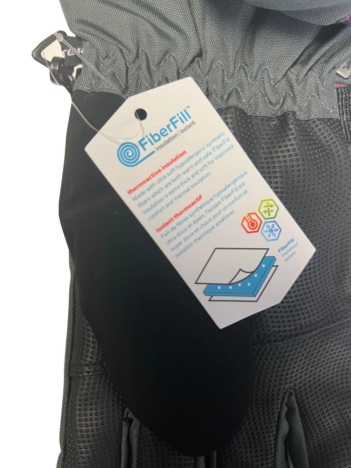 Snotek Women's Grey Pink Stitched Zip Performance Winter Ski Gloves ST118 (S03)