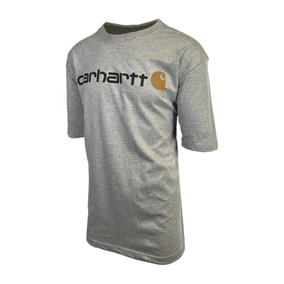 Carhartt Men's Grey T-Shirt Crew Neck S/S Graphic Text Logo (S03)