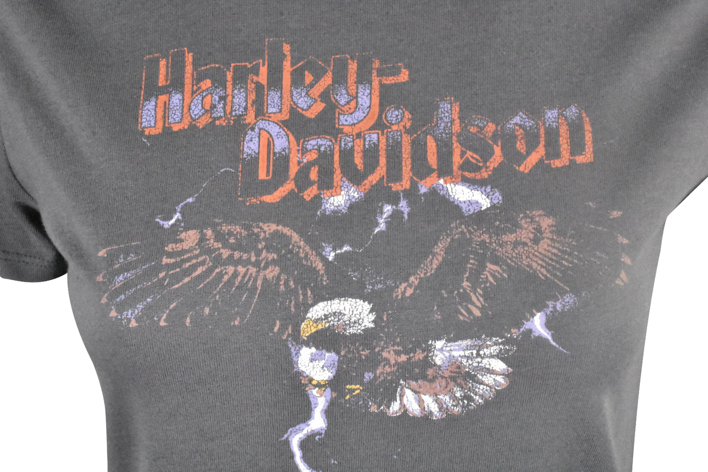 Harley-Davidson Women's T-Shirt Charcoal Grey Wings Short Sleeve (S13)