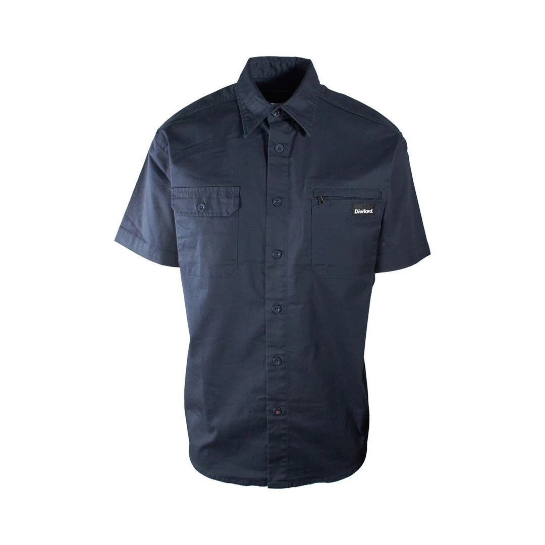 DieHard Men's Shirt Work Twill Resists Short Sleeve Black, Navy, Grey
