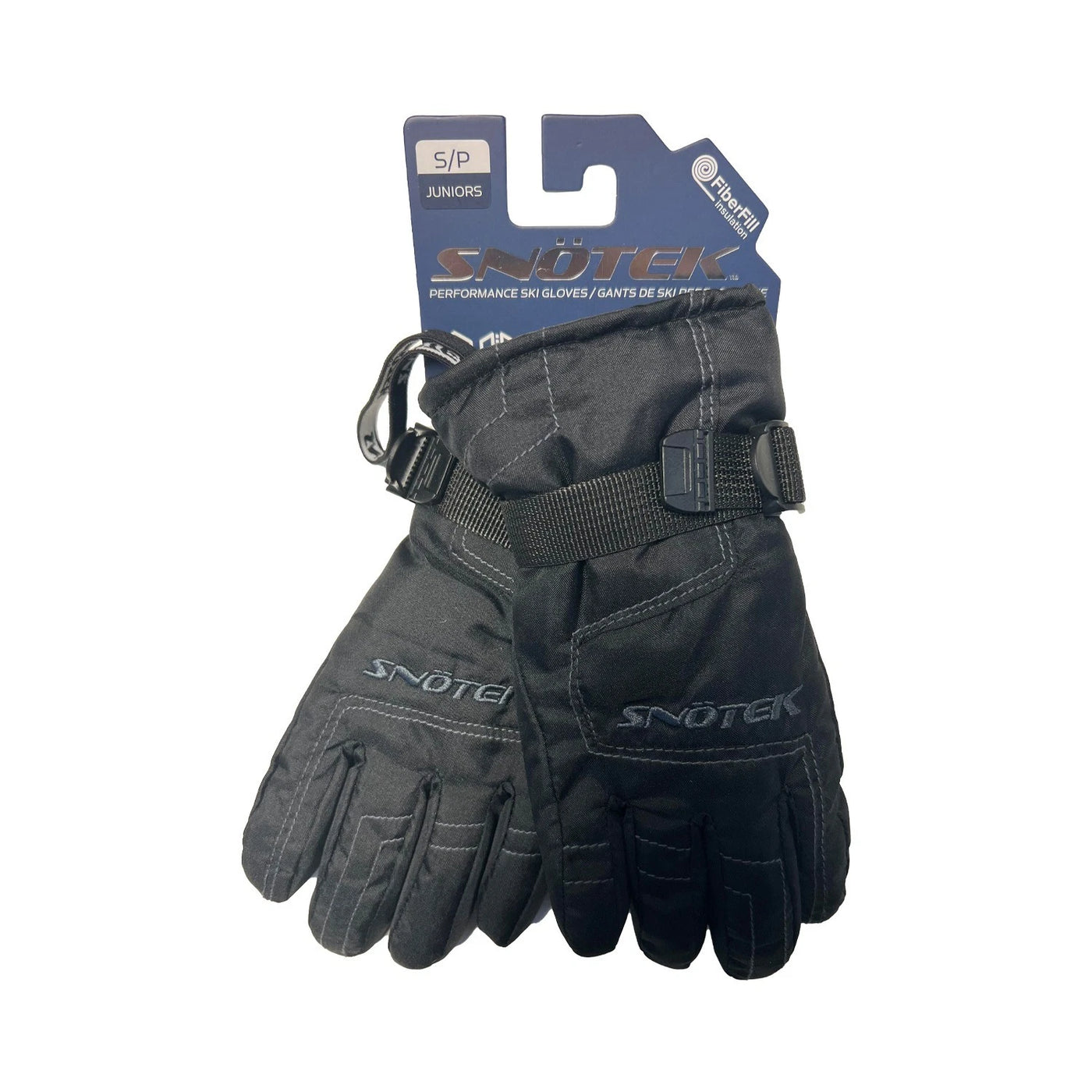 Snotek Junior's Black Stitched Performance Winter Ski Gloves ST318 (S03)