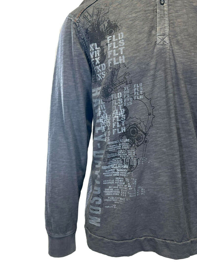 Branded Men's Grey T-Shirt Motorcycles EST.03 Long Sleeve (S98)