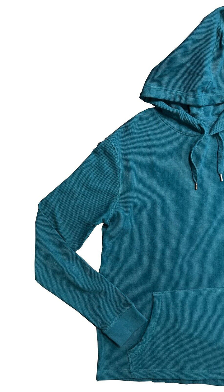 Hurley Men’s Green Hoodie Waffle Knit Sweatshirt Pullover Hooded (S01)