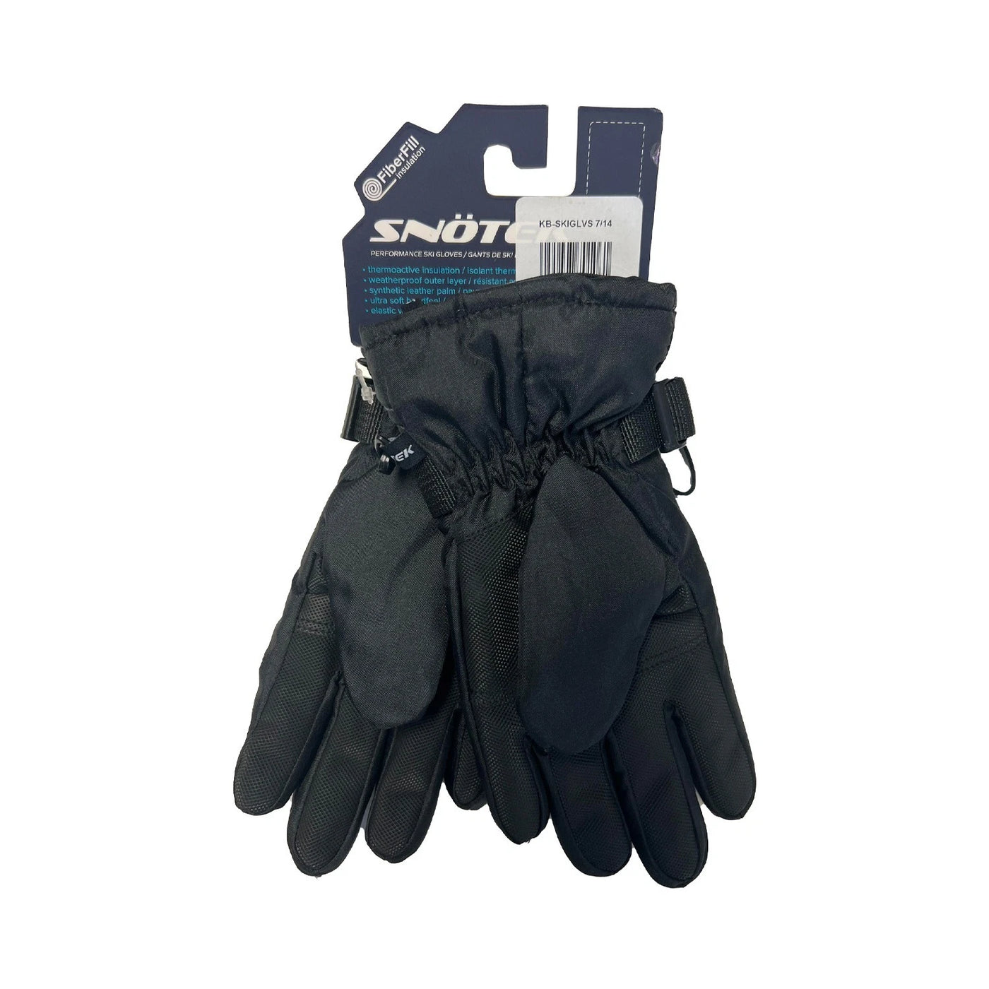 Snotek Junior's Black Stitched Performance Winter Ski Gloves ST318 (S03)
