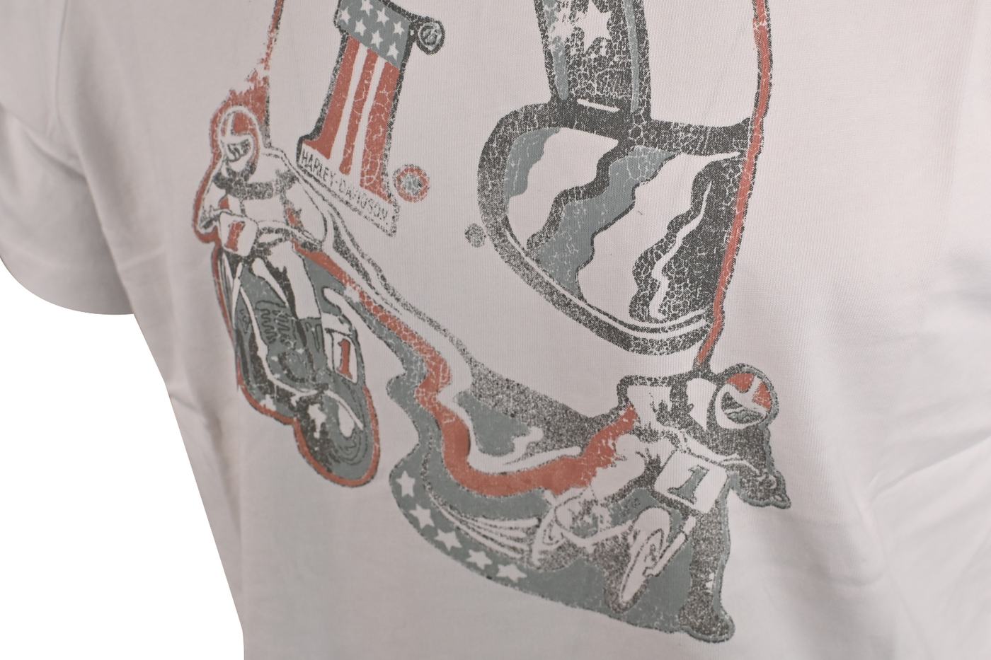 Harley-Davidson Men's T-Shirt White Motorcycle Helmet Short Sleeve (S50)