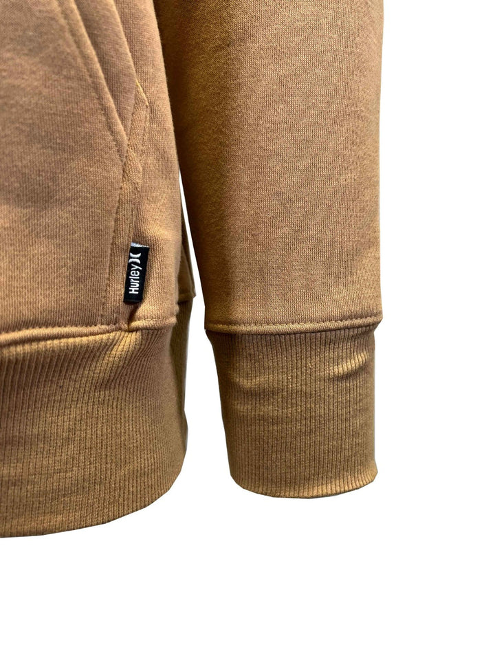 Hurley Men’s Tan Hoodie Pullover Block Letters Hooded Sweatshirt (S03)