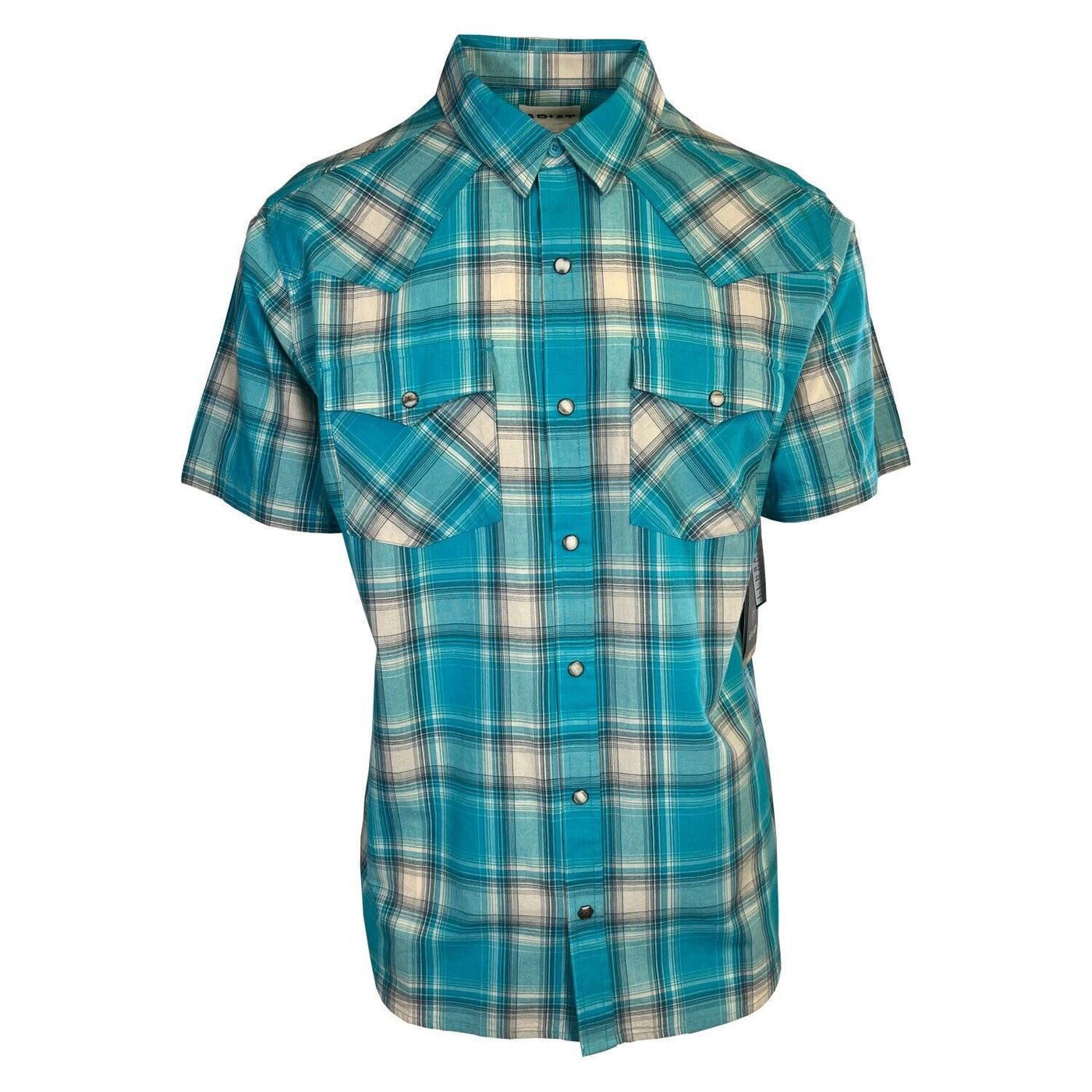 Ariat Men's Shirt Peacock Blue Howard Retro Fit Snap Short Sleeve (S42)