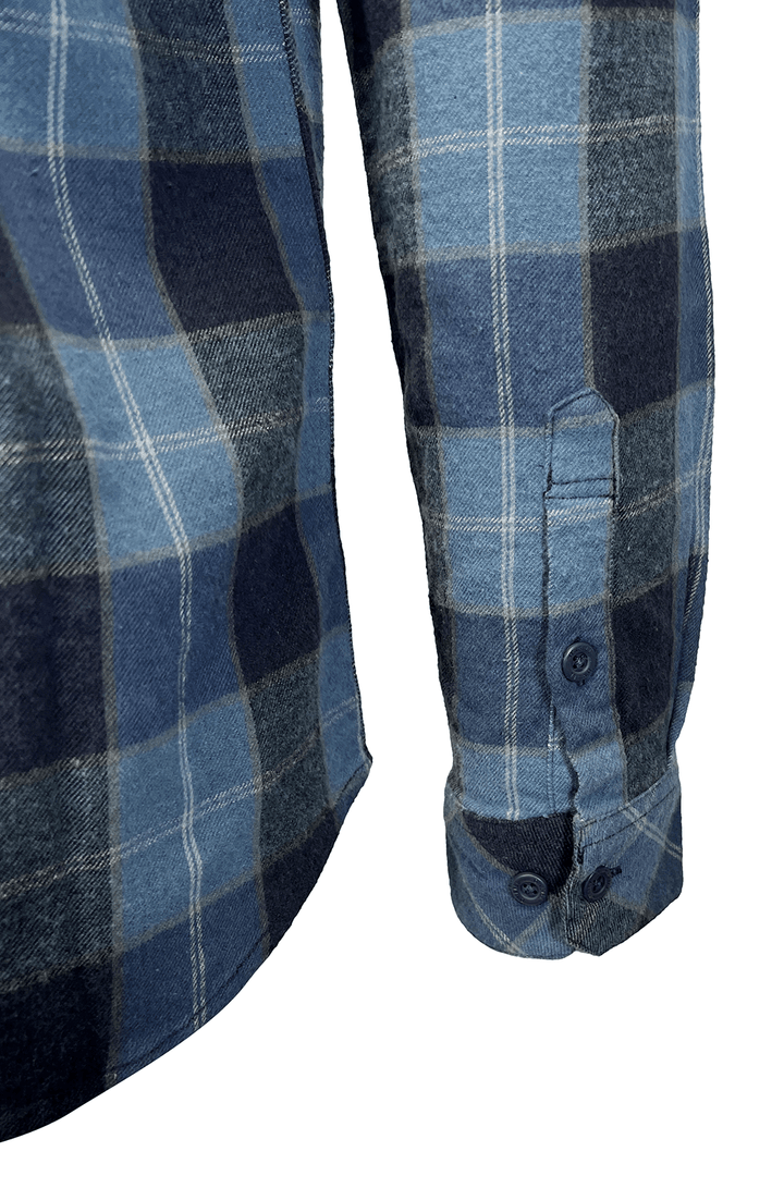 O'Neill Men's Navy Blue Shirt Redmond Plaid Stretch Flannel Long Sleeve (S24)