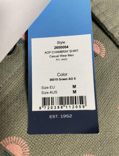 O'Neill Men's Shirt Green Sunset Print Chambray Short Sleeve Woven (360)