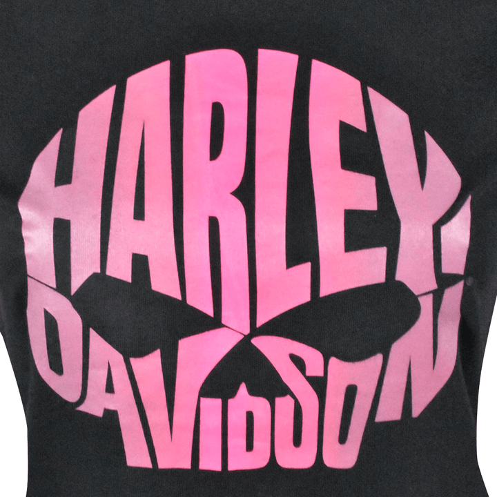 HD Branded Women's T-Shirt Charcoal Pink Text Skull Short Sleeve (S02)