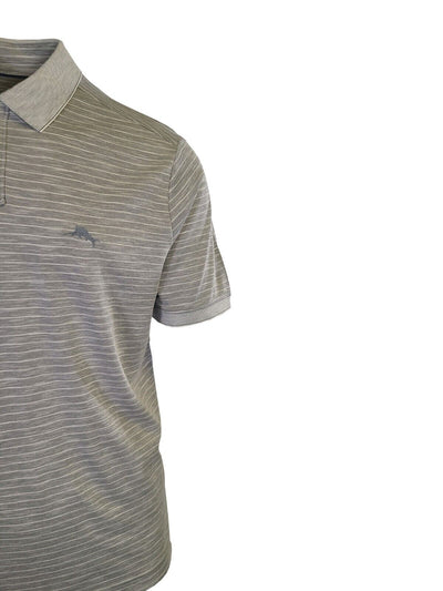 Tommy Bahama Men's Harbor Mist Grey Striped Performance Polo T-Shirt S/S (S06)