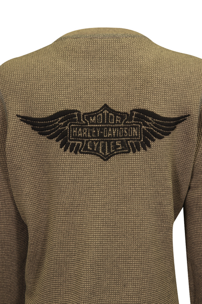 Harley-Davidson Women's Thermal Knit Thunder Gray Patch Logo L/S (S02)
