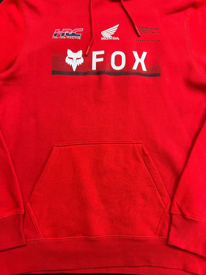 Fox Racing x Honda Men's Red Hoodie Fleece Lined Pullover (S01)