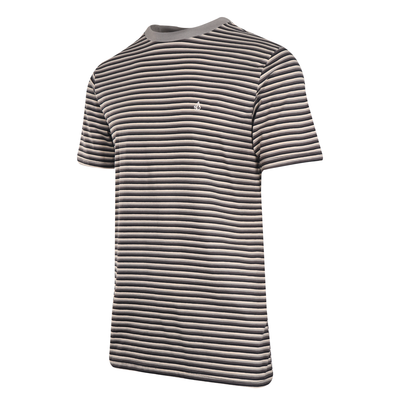 Volcom Men's T-Shirt Black Grey White Thick Striped S/S Tee (S31)