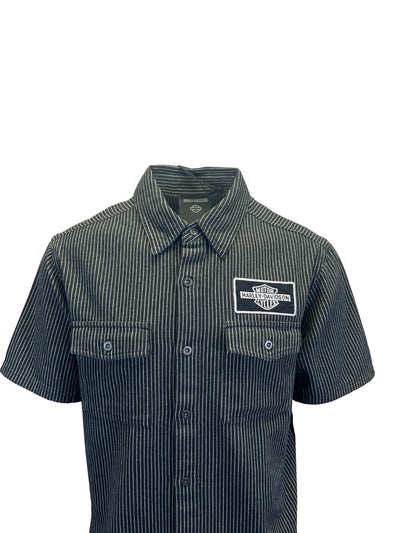 Harley-Davidson Men's Black Shirt V-Twin Equipped Striped Mechanics S/S (S70)