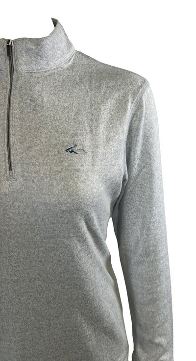 Greg Norman Women's Grey T-Shirt Bghe Heathered 1/4 Zip Mock L/S