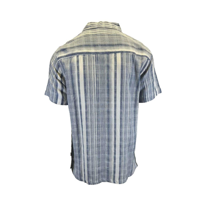 Vstr Premium Men's Navy White Shirt Vertical Stiped Button Down S/S (S01)