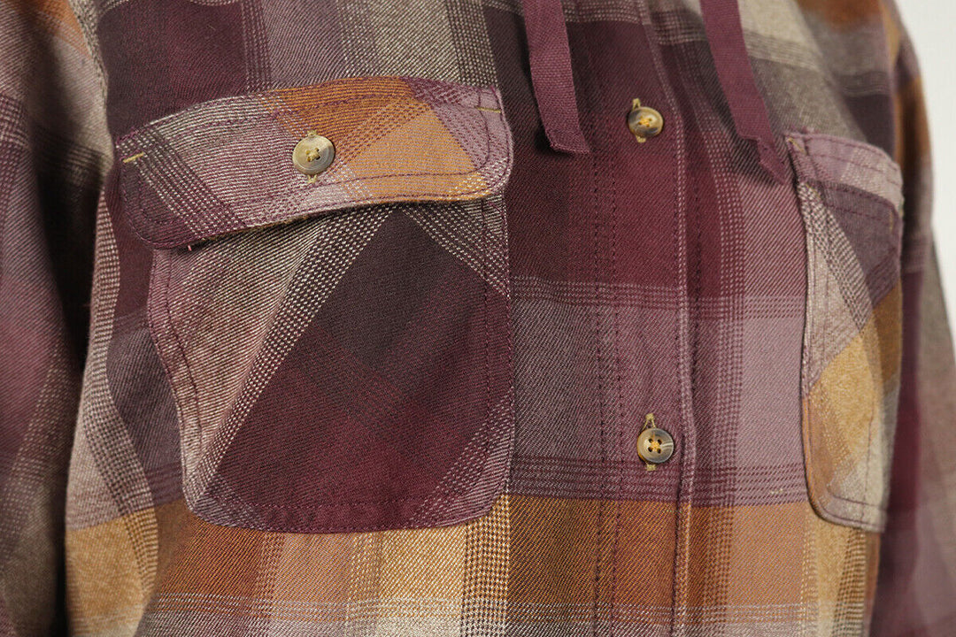 Carhartt Women's Wine Gold Cream Plaid Hooded L/S Woven Shirt