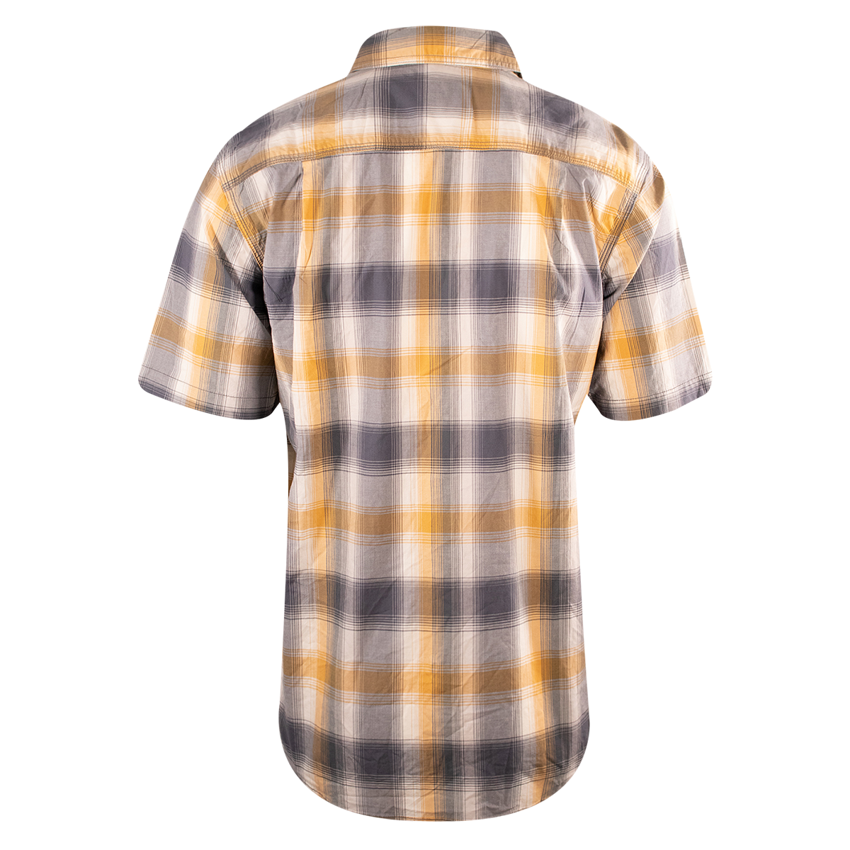 Carhartt Men's Grey Yellow White Plaid Snap-Front S/S Woven Shirt (S11)