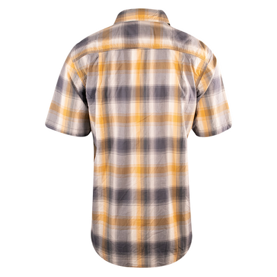 Carhartt Men's Grey Yellow White Plaid Snap-Front S/S Woven Shirt (S11)