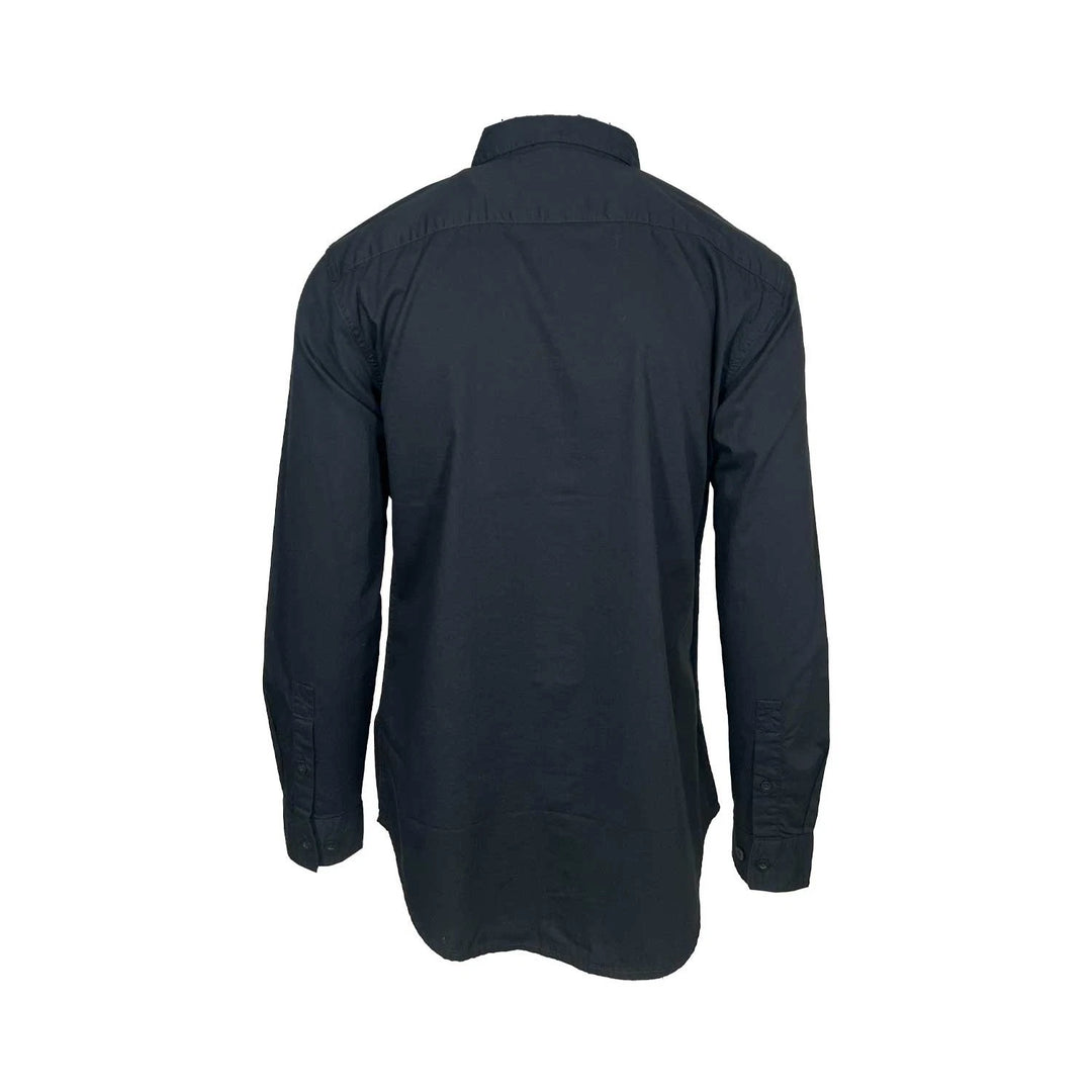 HD Branded Men’s Black Shirt Bar &amp; Shield Solid Long Sleeve (353)