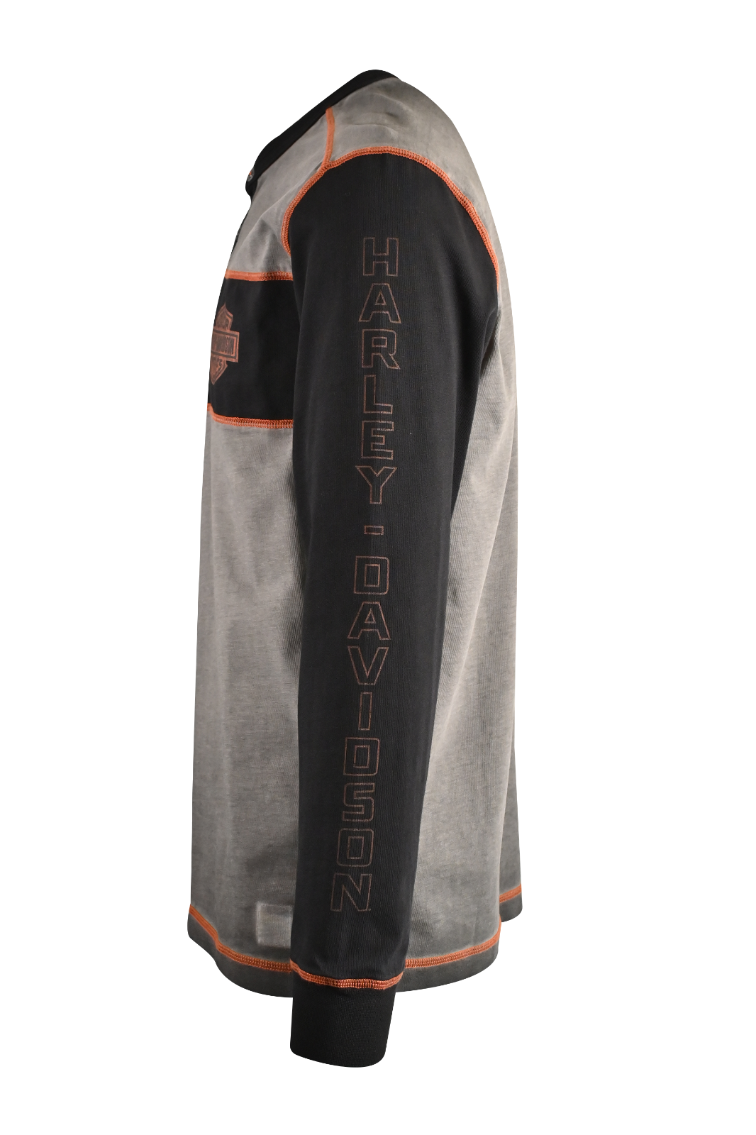 Harley-Davidson Men's T-Shirt Copperblock 3 Black Button Long Sleeve (S68)