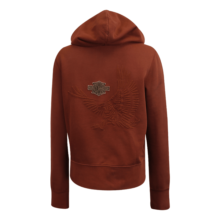 HD Branded Women's Hoodie Washed Maroon Eagle Chest Embroidered L/S