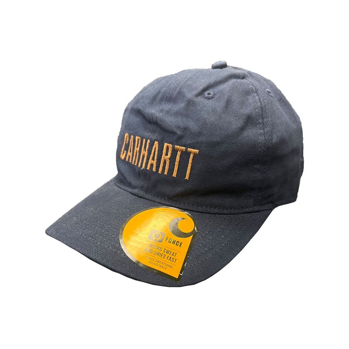 Carhartt Navy & Brown Canvas Cap FastDry Comfort Block Letters (S10)
