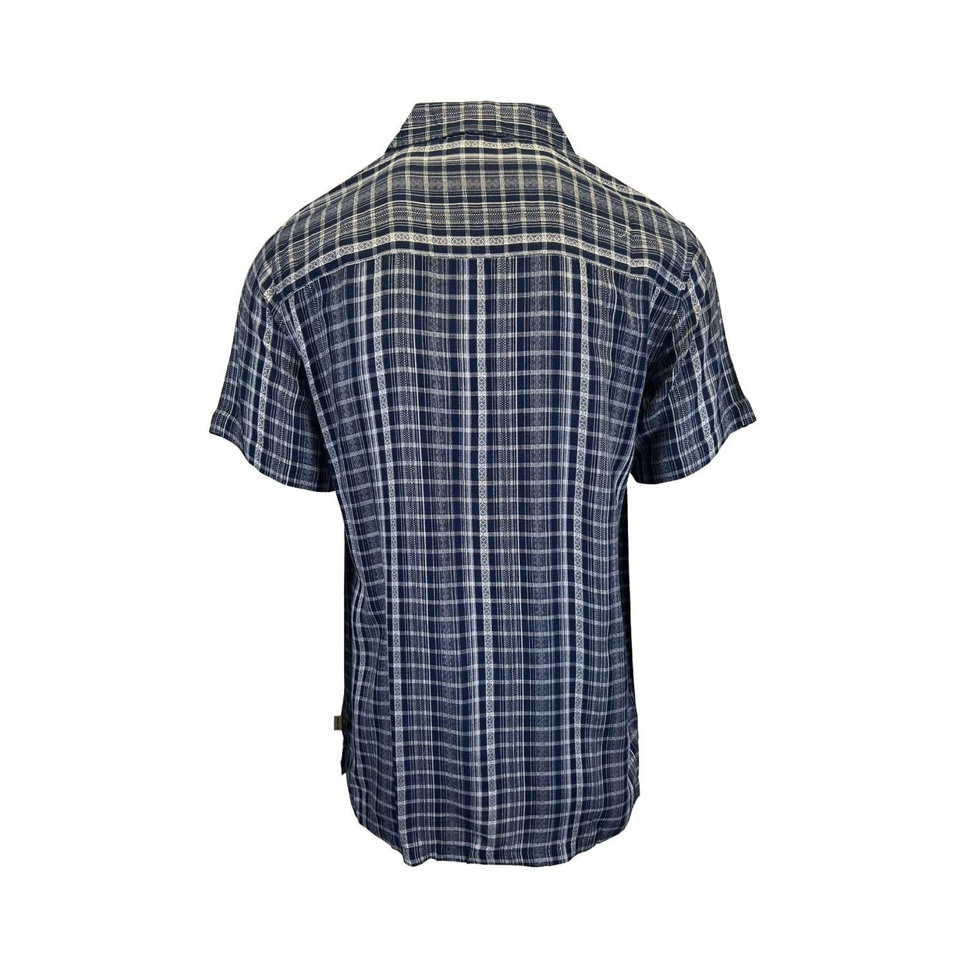Vstr Premium Men's Navy Shirt Vertical Stiped Button Down Short Sleeve (S03)