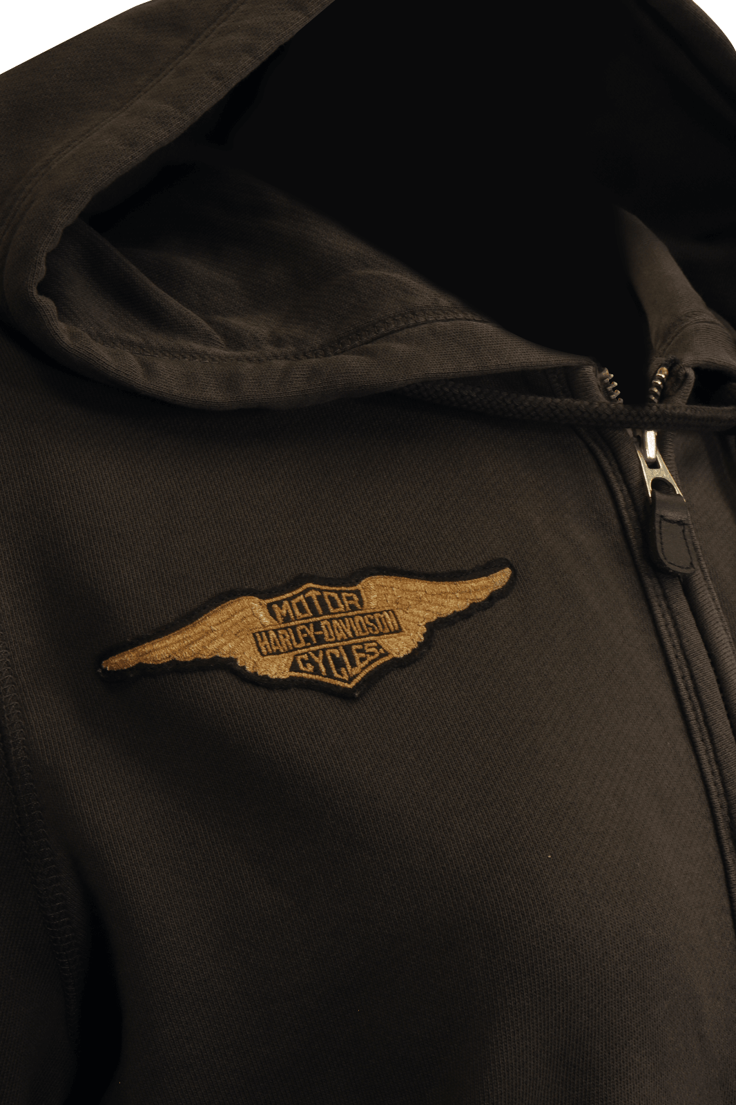 HD Branded Women's Hoodie Black Wings Patch Logo Full Zip L/S (S08)