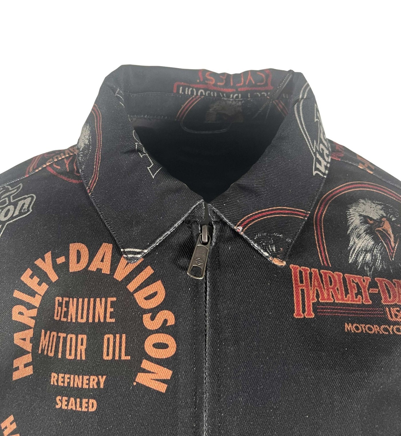Harley-Davidson Men's Harley Black All Over Print Jacket 80s Tank Twill (S89)