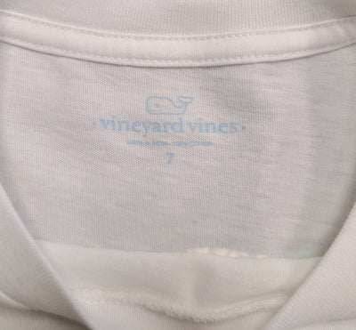 Vineyard Vines Boy’s White Cap T-Shirt Palm Beach Whale Fill Pocket Tee (S01)