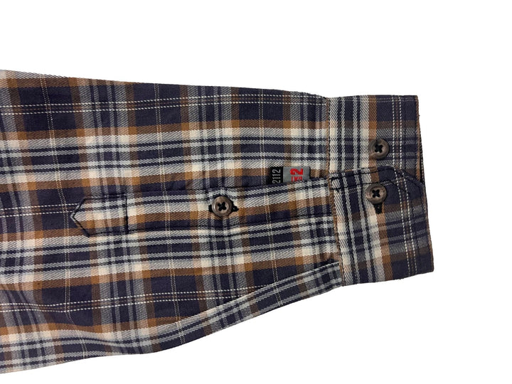 Carhartt FR Men’s Dark Brown Navy Plaid Shirt - Rugged Flex L/S CAT 2 (S375)