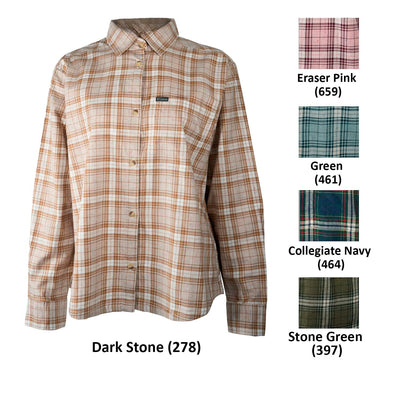 Columbia Women's Shirt Blue Point Creek Everyday Tartan Woven Long Sleeve Shirt