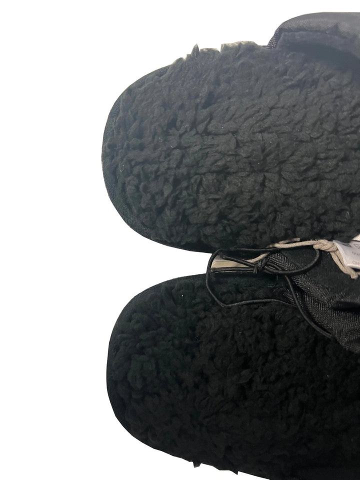 Bench Juniors Kid's Black Puffer Slippers Sherpa Quilted Slide FiberFill (S03)