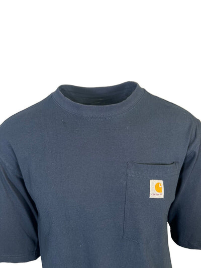 Carhartt Men's Navy T-Shirt Crew Neck S/S Pocket Patch Logo (S02)