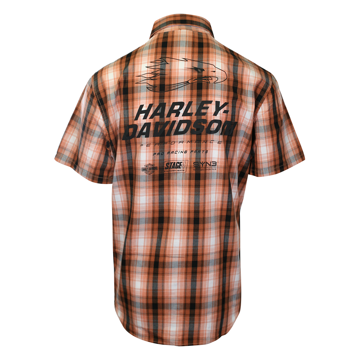 Harley-Davidson Men's Shirt Orange Plaid Screamin' Eagle S/S Shirt (S56)
