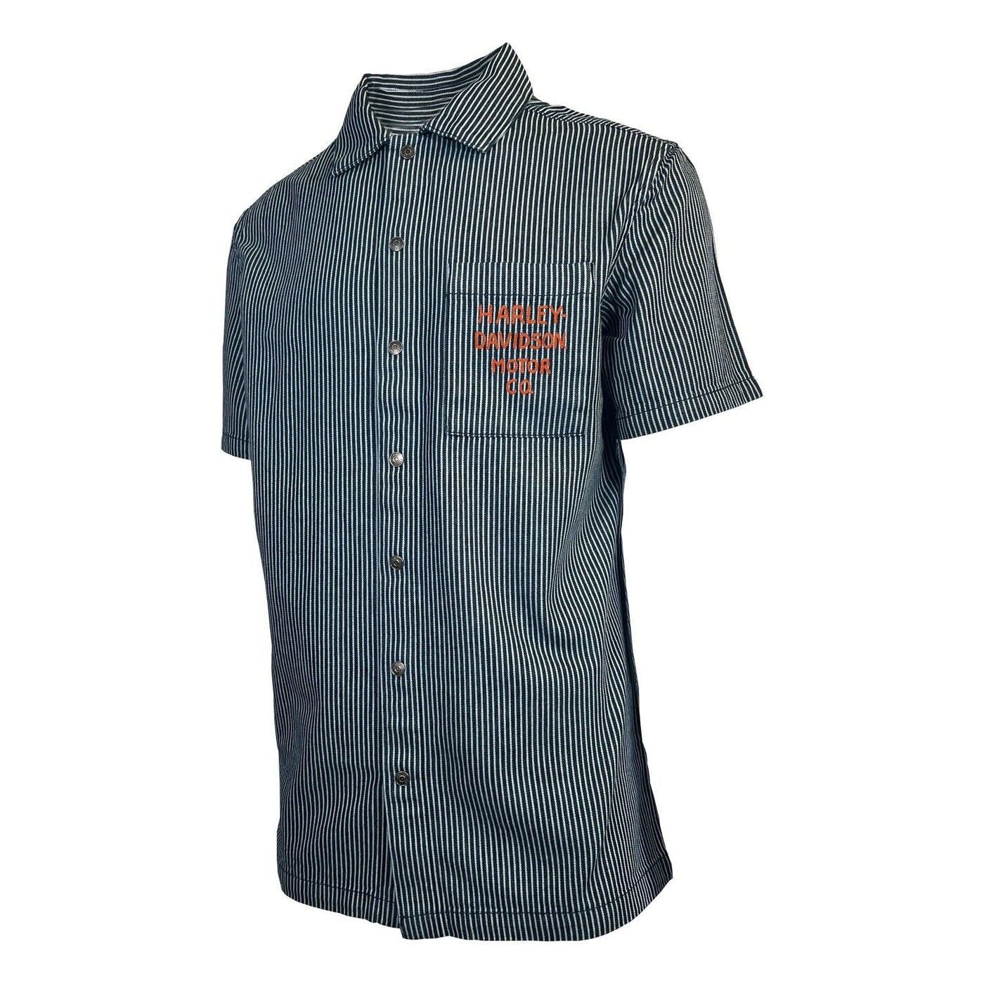 Branded Men's Blue Shirt Railroad Stripe Mechanics S/S (S69)