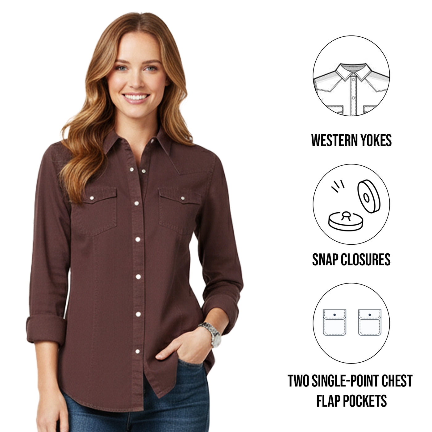 Ariat Women's Chocolate Truffle Shirt Real Jurlington Snap Western (S15)