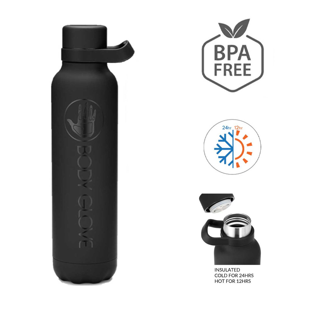 Body Glove 32 oz Rubberized Stainless Steel Bottle - Black (S01)