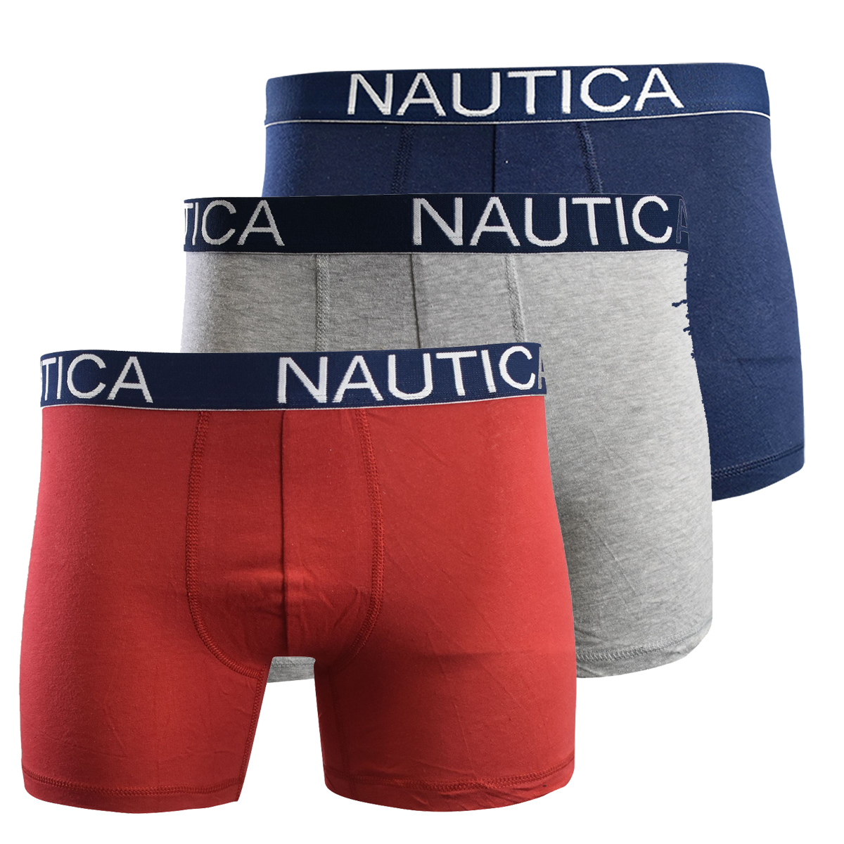 Nautica Men's Boxer Briefs 3-Pack Red, Blue, Grey (S04)