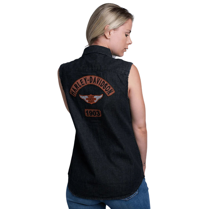 HD Branded Women's Charcoal Vest w/ Back Logo Sleeveless Vest