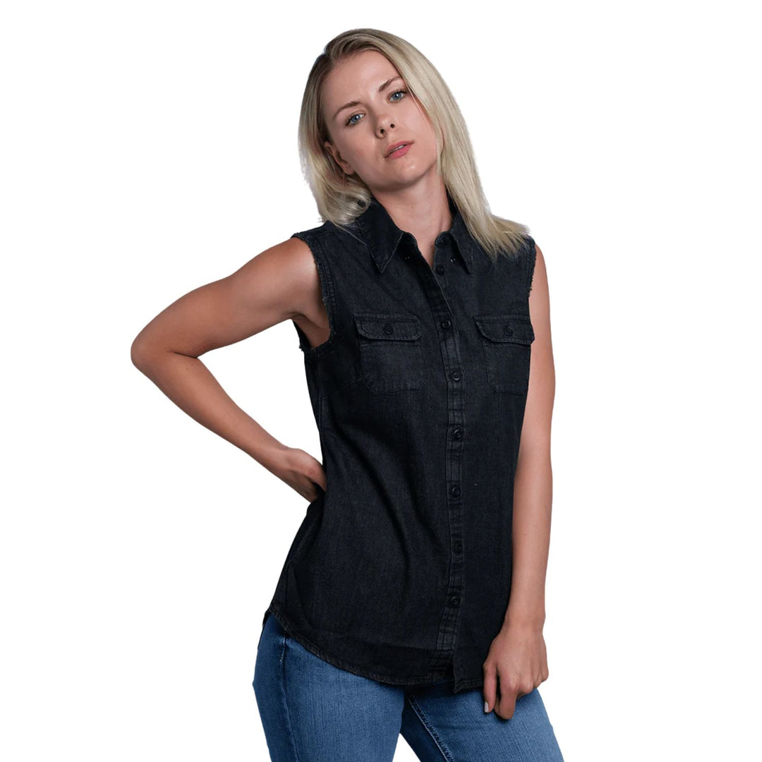 HD Branded Women's Charcoal Vest w/ Back Logo Sleeveless Vest
