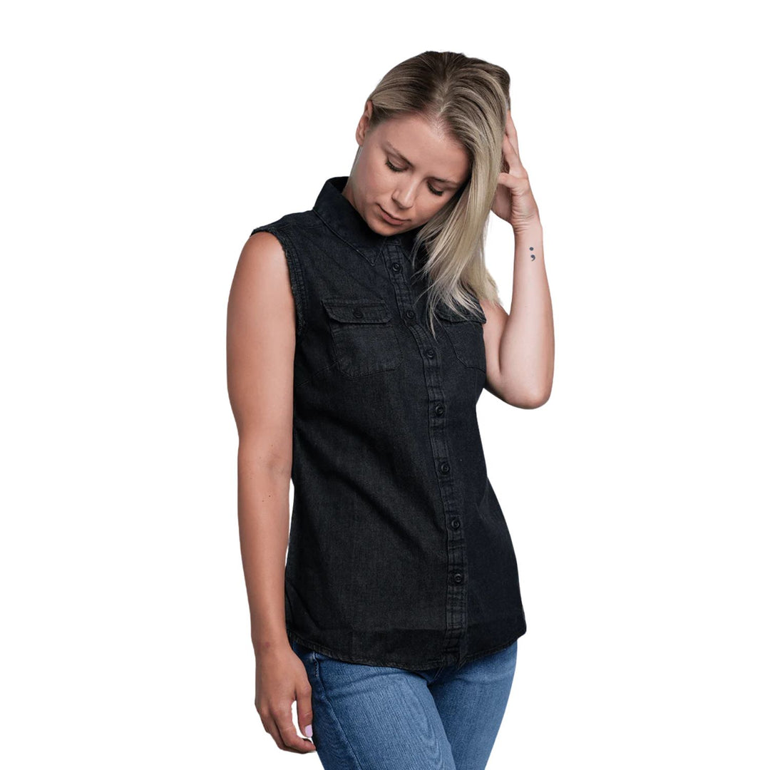 HD Branded Women's Charcoal Vest w/ Back Logo Sleeveless Vest